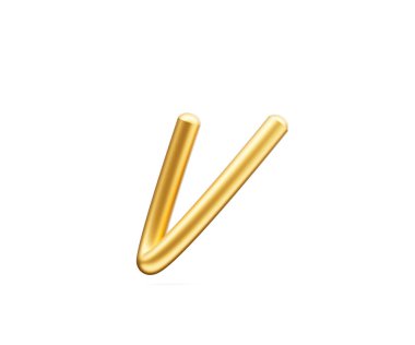 3d Altın Parlak Küçük Harf v v Yuvarlak Şişirilebilir Yazı Tipi Beyaz Arkaplan 3d Görüntü