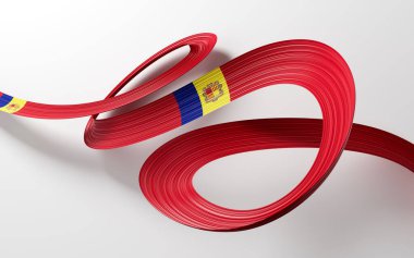 Andorra, Ribbon 'ın dalga dalga soyut geçmişini işaretledi. 3d illüstrasyon