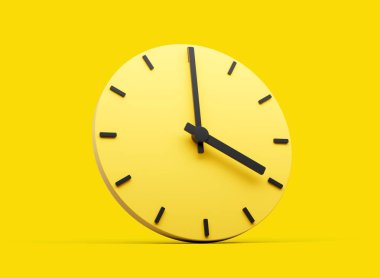 3d Basit Sarı Yuvarlak Saat Saat 4: 00 Sarı Arkaplan 3d Görüntü