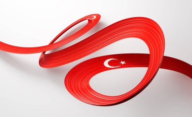 Türkiye 'nin 3d Bayrağı 3 d Parlak Türkiye' nin Beyaz Arkaplanda Bayrak Dalgalanıyor 3d Görüntü