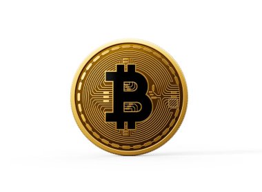 3D Altın Parlak Parlak Şifreli Para Beyaz Arkaplanda İzole Edilmiş 3D Görüntü