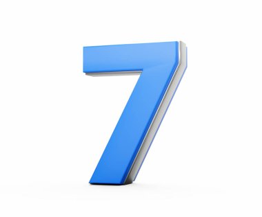 3d Mavi 7 Yedi basamaklı 3d Beyaz Arkaplanda İzole edilmiş Yedi Numara 3d İllüstrasyon