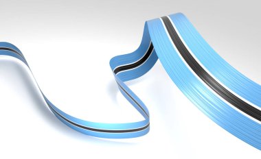 Botswana 'nın 3d Bayrağı 3d Parlak Dalgalı Botswana Bayrakları Beyaz Arkaplanda 3d Görüntü