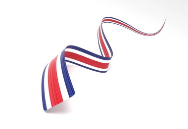 Kosta Rika 'nın 3d Bayrağı 3d Dalgalı Parlak Kosta Rika Kurdelesi Beyaz Arkaplanda İzole Edildi 3d Görüntü