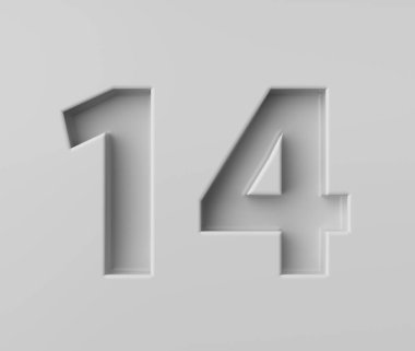 Gri arkaplan resimlerine işlenmiş ince gölgesi olan 14 numara parlak beyaz.