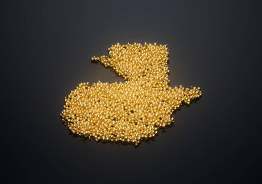 Guatemala Haritası Yüksek Kaliteli Altın Parlak Metalik Boncuklar veya 3 boyutlu Resimler
