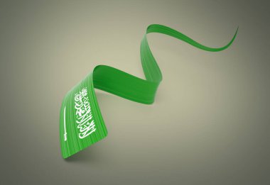 Suudi Arabistan Bayrağı Parlak Suudi Arabistan Bayrakları Pastel Yeşil Arkaplanda 3D Görüntü