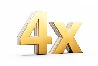 Altın Parlak 4x Sembolü Reklamcılık ve Dinamik Satış Sunumları 3D Resim Simgesi