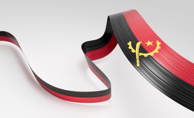 Angola 'nın 3d. Bayrağı Beyaz Arkaplanda İzole Edilmiş Parlak Dalgalı Bayraklar 3d Görüntü