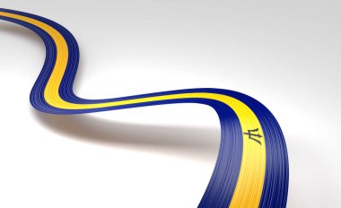 3d Barbados Bayrağı 3d Dalgalı Parlak Barbados Kurdelesi Beyaz Arkaplanda İzole Edildi 3d Görüntü
