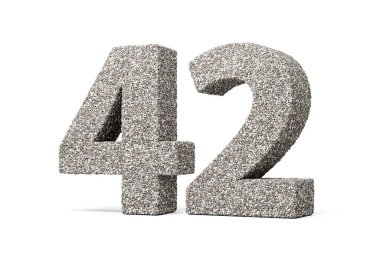 Kırk iki numara kaya parçalarından yapılmış 42 basamak ya da beyaz arka plandaki üç boyutlu gravels Illustration