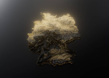 Almanya Altın Metalik Doku Haritası Altın Rezervleri ve Altın Madencilik Konsepti 3B İllüstrasyon