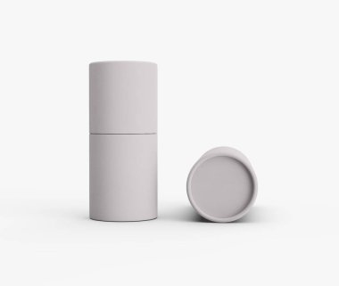 Gösterişli Beyaz Karton Kutular Silindirik Kutular Ürün Paketleme Konsepti 3d İllüstrasyon