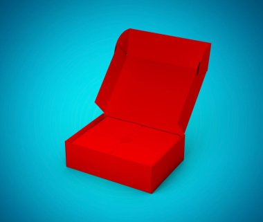 Pürüzsüz Kenarlı Parlak Kırmızı Açık Dikdörtgen Mücevher Kutusu Zarif 3d Görüntü