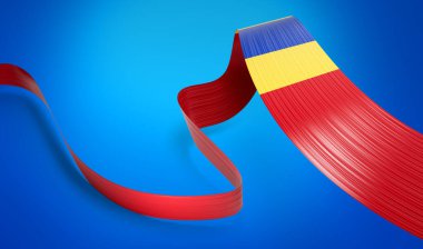 Moldova 'nın Parlak Bayrağı Moldova Bayrağı Dalgalanıyor Mavi Arkaplanda İzole Edildi 3D Görüntü