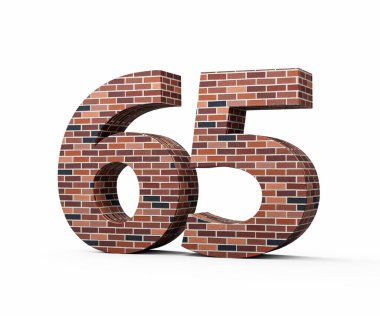 Altmış beş numaralı tuğla duvarı. Renkli tuğla duvarından yapılmış 65 basamaklı. 3 boyutlu resim.