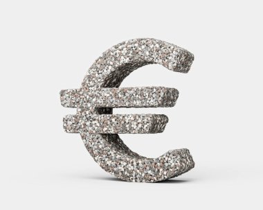 European Euro Currency Symbol Made Of Rock Fragments Or Gravels 3d Illustration clipart