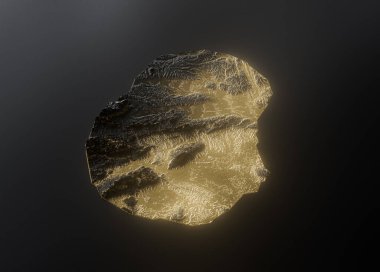 Nauru Haritası Altın Metalik Doku Haritası Altın Rezervleri ve Altın Madencilik Konsepti 3B İllüstrasyon