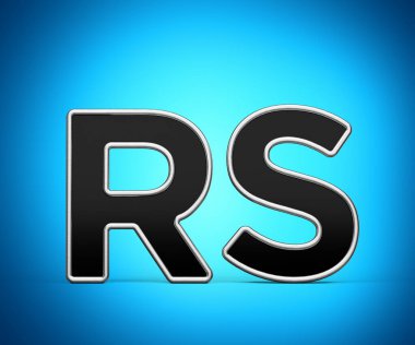 Siyah Rupi Para Birimi Sembolü Metal Parıltısı ve Yamuk Kenarlı 3B Görüntü