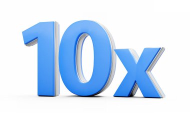 Blue 10x Symbol Ten x Or 10 Times For Advertising And Dynamic Sales Presentations 3D Illustration clipart