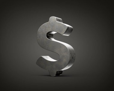 Birleşik Devletler Dolar Para Birimi Sembolü Gri Pürüzsüz Oyuncular Modern Demir Tasarım 3d İllüstrasyon