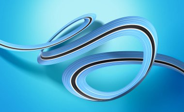 Botswana 'nın 3d Bayrağı 3d Dalgalı Parlak Botsvana Bayraklı Gökyüzü Mavisi Arkaplan 3d Görüntü