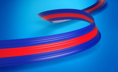 Kamboçya 'nın 3d Bayrağı 3d Dalgalı Parlak Kamboçya Kurdelesi Mavi Arkaplan 3d Görüntü