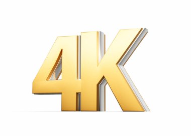 Kilometre Taşını Vurgulayan Metalik Işıltılı Altın 4K Metni veya Çözünürlük Sembolizmi 3B İllüstrasyon