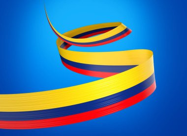 Kolombiya 'nın 3d Bayrağı 3d Parlak Dalgalı Kolombiya Bayrakları Mavi Arkaplanda 3d Görüntü