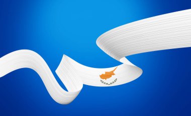 3d Kıbrıs Bayrağı 3d Dalgalı Parlak Kıbrıs Rum Kesimi Çarpık Kurdeleli Bayrağı Mavi Arkaplanda İzole Edildi 3d Görüntü