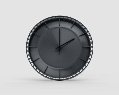 Modern Kömür Kara Duvar Saati 02: 00 Modern İç mekan 3D Görüntü Saat 2: 00