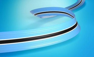 Botswana 'nın 3d Bayrağı 3d Dalgalı Parlak Botsvana Bayraklı Gökyüzü Mavisi Arkaplan 3d Görüntü