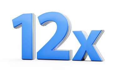 Mavi 12x Sembol 12 x veya 12 kez Reklam ve Dinamik Satış Sunumları 3D