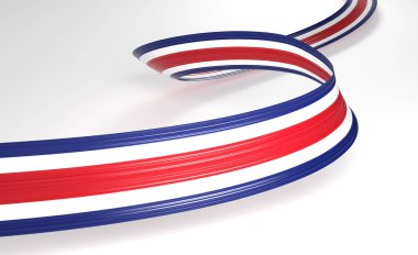 Kosta Rika 'nın 3d Bayrağı 3d Dalgalı Parlak Kosta Rika Kurdelesi Beyaz Arkaplanda İzole Edildi 3d Görüntü