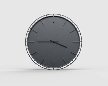 A Modern Dark Gray Wall Clock Three Forty Five 3:45 Minimalist For Modern Interiors 3D Illustration clipart