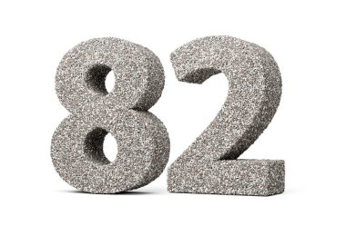 Seksen iki numara kaya parçalarından ya da beyaz arkaplandaki çakıllardan yapılmış 82 basamak.