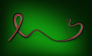 Kenya 'nın 3d Bayrağı Parlak Dalgalı Kenya Kalp Kurdelesi Yeşil Arkaplanda 3d Görüntü