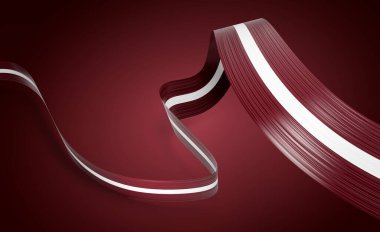 3d Flag Of Latvia 3d Wavy Shiny Latvia Ribbon Flag Isolated On Maroon Background 3d Illustration clipart