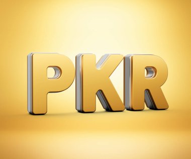 Parlak Altın Pakistanlı Rupi Sembol Parıltısı Parlak Modern Tasarım 3D İllüstrasyon