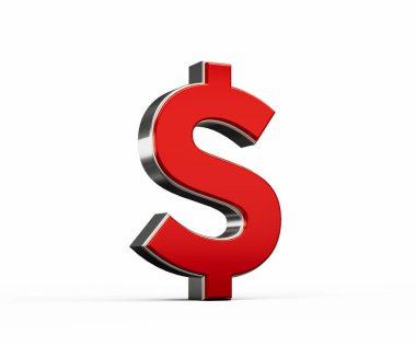 Parlak Metalik Görüntü ile Kalın Kırmızı Birleşik Devletler Dolar Para Birimi Sembolü