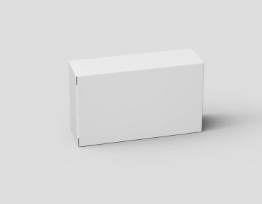 3d Boş Beyaz Dikdörtgen Karton Kutu Yapılandırma Tasarımı Beyaz Arkaplan Resimlerinde İzole Edildi