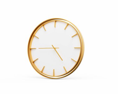 Minimalistic Golden Frame Wall Clock 04:45 Four Forty Five 4:45 For Modern Interiors 3D Illustration clipart