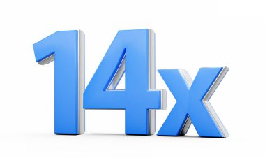 Mavi 14x 14 x veya 14 kez Reklam ve Dinamik Satış Sunumları 3D İllüstrasyon