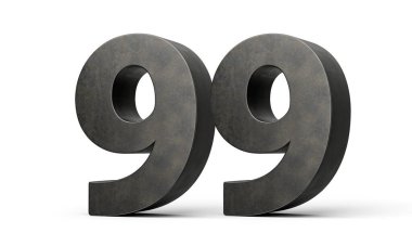 Doksan dokuz numara 99 basamak Gri Demir döküm Beyaz Arkaplan 3D Görüntü