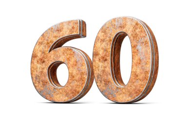 Eski paslı demir metal desenli 60 basamaklı Beyaz Arka plan 3D Görüntü