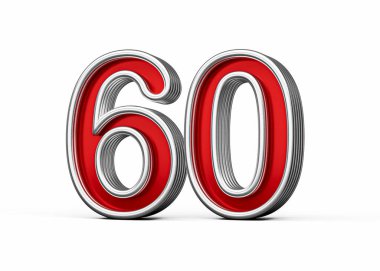 Parlak Metalik Işıltılı ve Yanmış Kenarlı 60 Numara, 3 boyutlu Görüntü