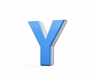 Mavi Büyük Harf Y Parıldıyor Parlak Modern Tasarım Kalın Yazı Tipi Keskin Kenarlı 3B Görüntü
