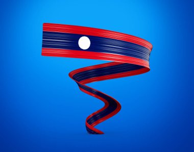 Laos 'un 3d Bayrağı 3d Dalgalı Parlak Laos Çarpık Kurdele Bayrakları Mavi Arkaplanda İzole Edildi 3d Görüntü