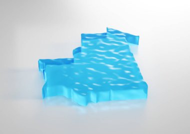 Moritanya 'nın Su Haritası Küresel Isınma Buzulu Derin Okyanus Mavi Su 3D Görüntü