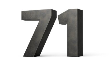 71 Numara Gri Yapımlı Demir döküm Beyaz Arkaplan 3D Görüntü üzerine izole